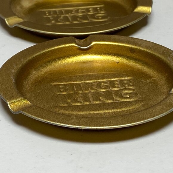 Vintage Burger King Goldtone Metal Ashtray Set Of 4 - Picture 8 of 8